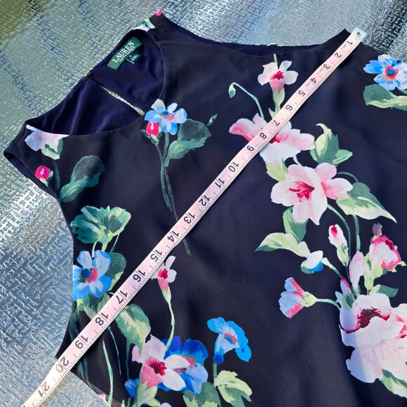 Lauren Ralph Lauren Navy Floral dress, size 12, VGUC - Picture 5 of 7
